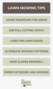 Visual showing tips for lawn mowing